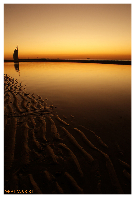 dubai beach sunset. Romantic sunset from Dubai